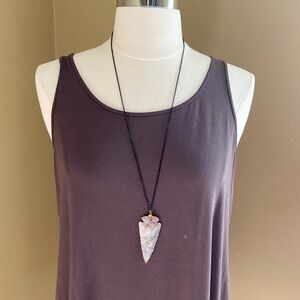 Marbled Pink Arrowhead Pendant Necklace